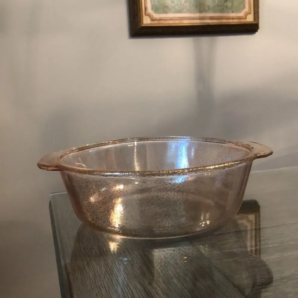 Vintage Gold Encrusted Sparkle Fire-King “Georges Briard” 2 Quart Casserole Dish